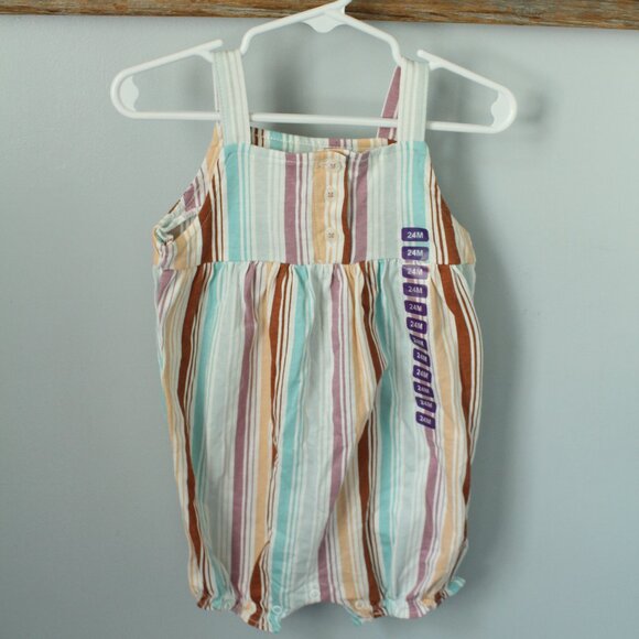 🍁5/$25🎃 Carter's Size 24M Stripe Romper - Picture 1 of 2
